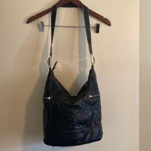 Large Leather Betsey Johnson tote bag with silver hardware